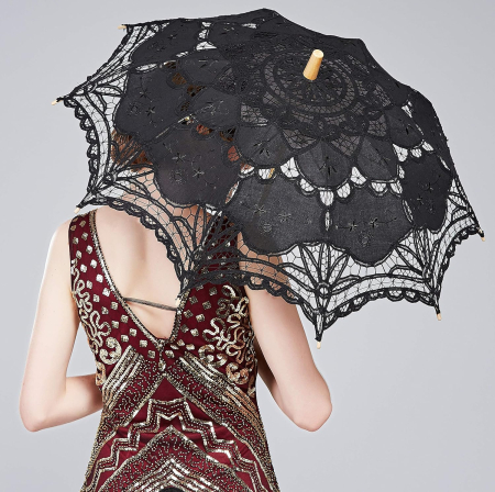 Set Umbrela si Evantai din Dantela Negru RETRO ROMANCE [4]