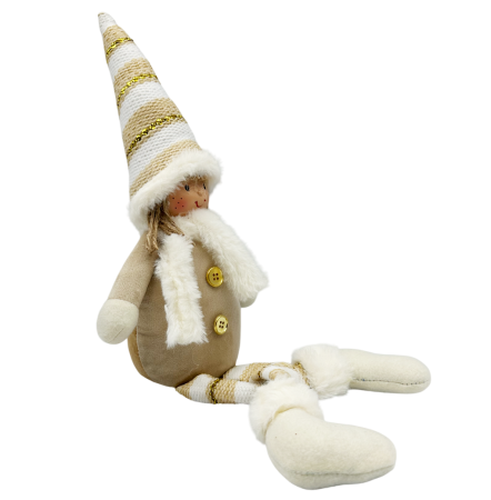 Figurină decorativă cu pălărie în dungi aurii – Decorațiune Crăciun [1]