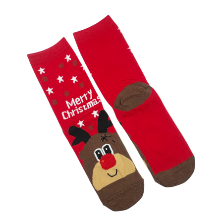 Sosete Craciun - Șosete de Crăciun cu ren și mesaj MERRY CHRISTMAS
