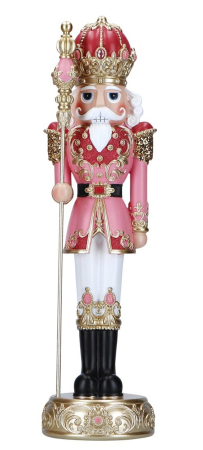 DECORATIUNI LUMINOASE - Figurina Spărgătorul de Nuci ROYAL Roz cu LED – Figurină Decor Crăciun