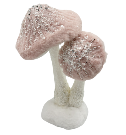 Ciuperci decorative roz pudrat cu paiete argintii DOLCE [1]