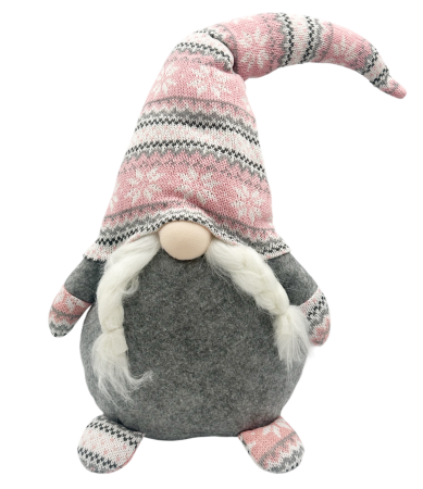 MAGIE DE CRACIUN - Spiriduș decorativ cu codite si căciulă tricotata PUDDING