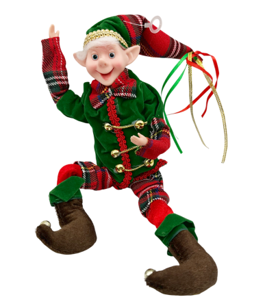 Spiriduș decorativ cu hainute din catifea si tartan FRASER, 28cm [1]