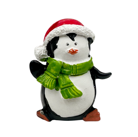 FIGURINE & PLUSURI - Pinguin decorativ de Crăciun cu fular verde FRED