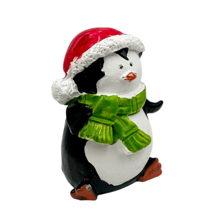 Pinguin decorativ de Crăciun cu fular verde FRED [1]