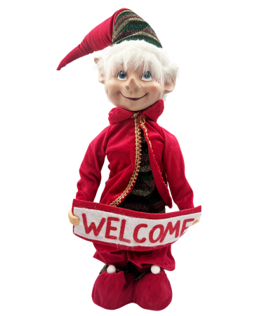 DECORATIUNI CRACIUN - Spiriduș Decorativ „WELCOME” cu Picioare Reglabile