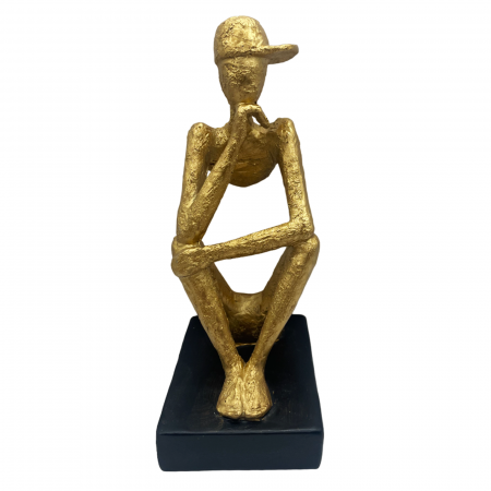 Figurine & Statuete - Statueta THINKING MAN, Auriu, 23cm