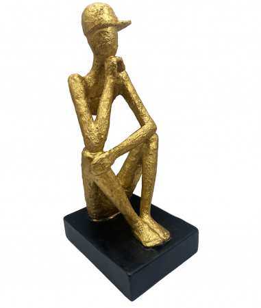 Statueta THINKING MAN, Auriu, 23cm [1]
