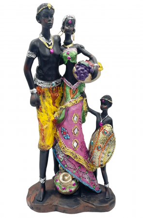 Figurine & Statuete - Statueta africana Cuplu cu copil ADISA, 28cm