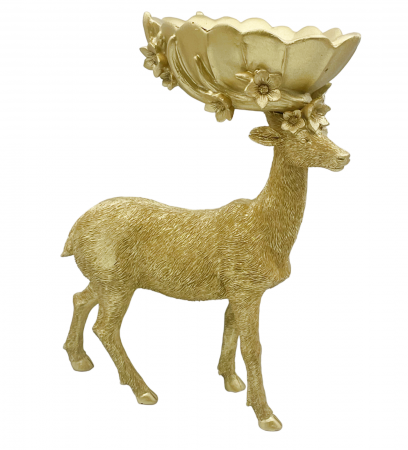 Figurine & Statuete - Statueta Caprioara cu bol PEEBLE, Auriu, 20x25cm