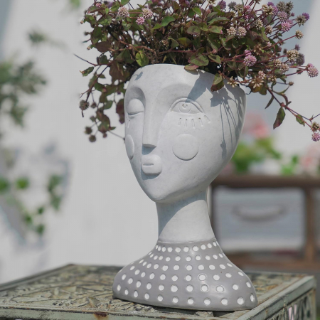 Statueta cu vas pentru flori LISBETH, Gri, 14x21cm [3]