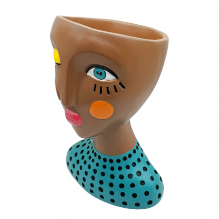 Organizatoare Bijuterii - Statueta cu vas pentru flori LISBETH, Maro, 14x21cm