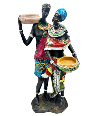 Statuete - Decor exotic colorat cu cuplu african