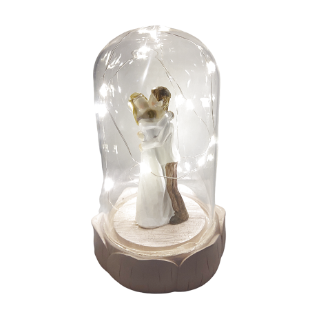 Statueta Cuplu DREAMING in cupola cu leduri, 15.5cm [1]