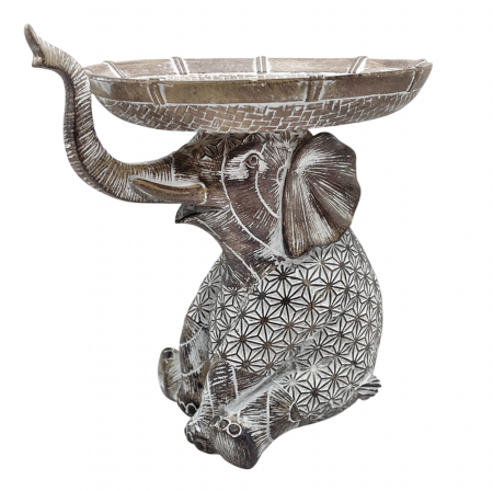 Figurine & Statuete - Elefant decorativ cu platou ZOLA, Maro, 19x19cm