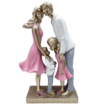 DECORATIUNI - Statueta Familie cu 2 copii CONFIDENCE
