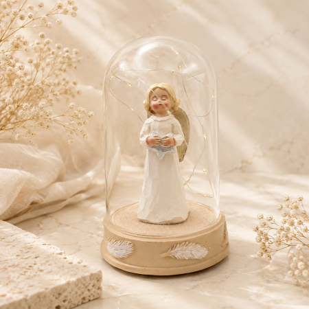CASA & DECOR - Statuetă înger Delia în cupolă cu LED