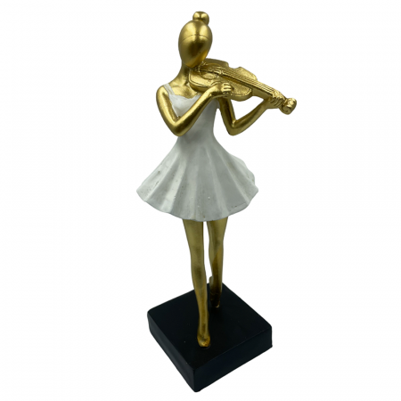 Figurine & Statuete - Statueta Fata cu vioara CLARICE, Alb/ Auriu, 23cm