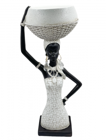 Figurine & Statuete - Statueta Negresa cu Cos pe cap ESHE, Alb, 13x22cm