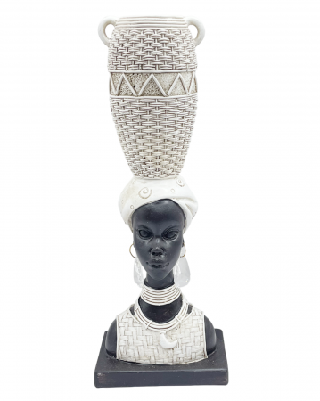 Figurine & Statuete - Suport lumanare Negresa cu Amfora MALAIKA, 10x28cm