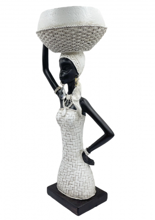 Statueta Negresa cu Cos pe cap ESHE, Alb, 13x22cm [1]
