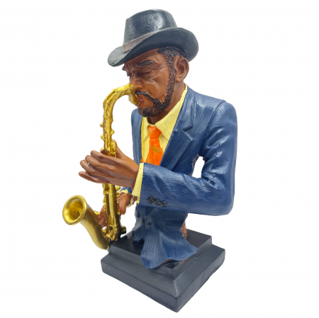 Statueta Saxofonist CHARLIE, Albastru, 24cm [1]