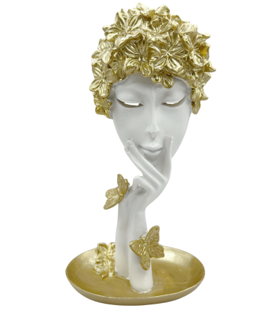 Figurine & Statuete - Figurină decorativă KARA cu fluturi aurii si suport bijuterii