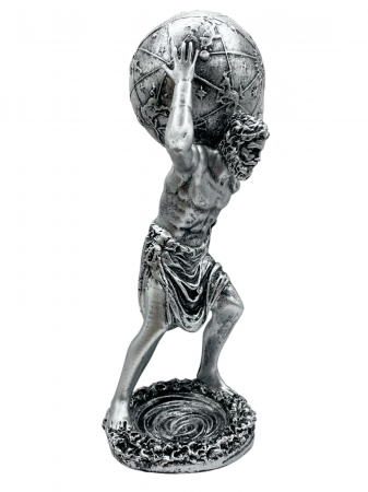 Agende & Articole De Birou - Statueta ZEUL ATLAS, Argintiu, 28cm