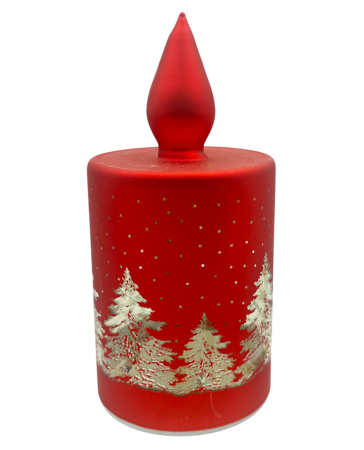 Candela LED roșie cu brăduți HARMONY, 14.5cm [1]