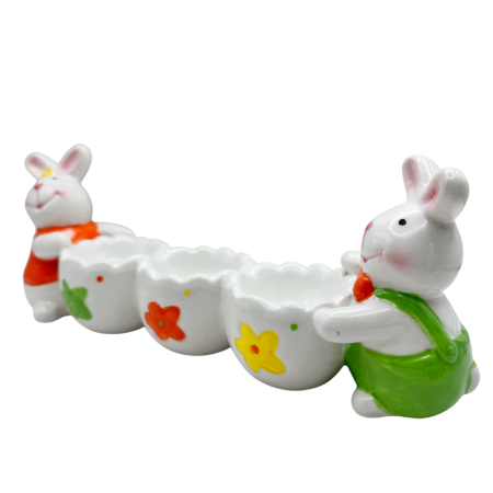 De Sezon - Suport ouă ceramic iepuraș – Platou decorativ Paște