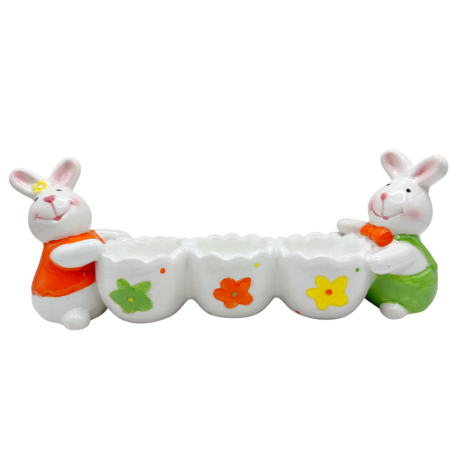 Suport ouă ceramic iepuraș – Platou decorativ Paște [1]