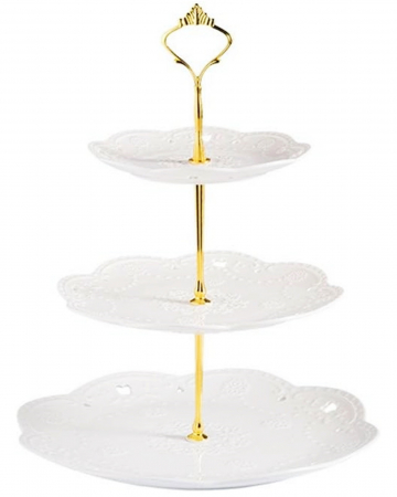 Fructiere & Cosuri Decorative - Suport pentru prajituri JULIE, 3 niveluri, Portelan