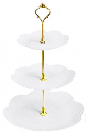 Fructiere & Cosuri Decorative - Suport pentru prajituri ADELE, 3 niveluri, Portelan