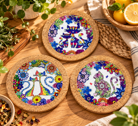Suport pentru vase fierbinti KITTY GARDEN, Pluta - Model pisica [2]
