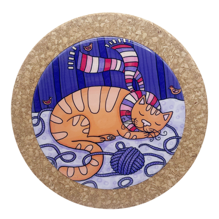 BUCATARIE & SERVIRE - Suport pentru vase fierbinti HAPPY CATS, Pluta, 19 cm