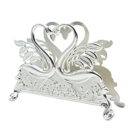 Accesorii Servire Argintate - Suport servetele argintat LEYLA cu lebede
