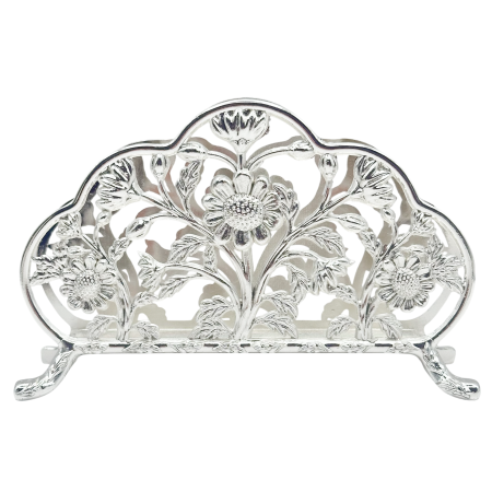 Suport servetele argintat SUNFLOWER cu motive florale [1]