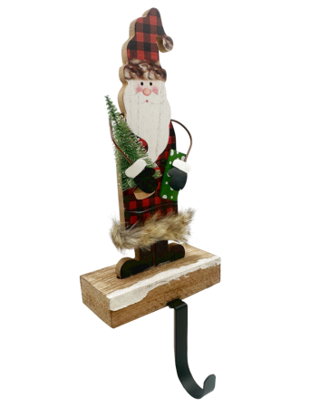 DECORATIUNI CRACIUN - Suport de șosete Moș Crăciun din lemn – decor rustic de Crăciun