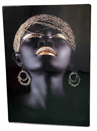 Obiecte Decorative - Tablou Femeie cu bijuterii BLACK BEAUTY, 50x70cm, Sticla