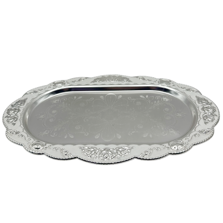 BUCATARIE & SERVIRE - Tava decorativa ROSES 34x21 cm - decor vintage argintat