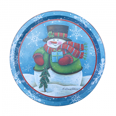 SERVIRE & DECORARE MASA CRACIUN - Tava Craciun Snowie 32cm, Metal