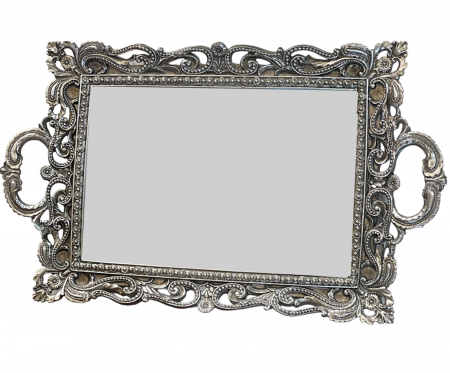 Fructiere & Cosuri Decorative - Tava cu Oglinda EPOQUE, Argintiu, 25x41cm