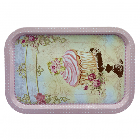 Servirea & Pregatirea Mesei - Tava metal cu trandafiri ROSA, 34x23cm