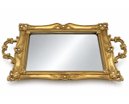Fructiere & Cosuri - Tava decorativa aurie cu oglinda ROYAL - 41x25 cm