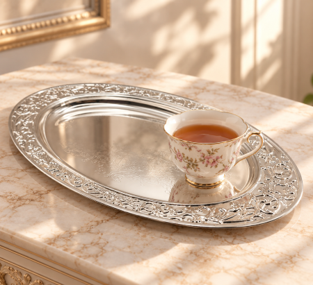 Tava decorativa argintata VERSAILLES - decor masa elegant [1]