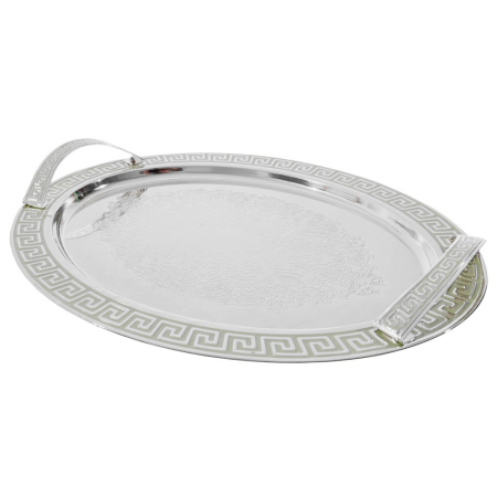 CASA & DECOR - Tava decorativa argintata VERSAILLES cu manere - decor masa elegant