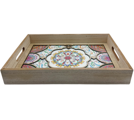 Tava din lemn si sticla MARRAKECH, cu manere – 39x29x5 cm [2]