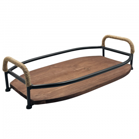 Servirea & Pregatirea Mesei - Tava lemn cu manere metal ALFREDO, 49x30cm