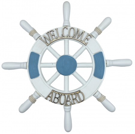De Vara - Timona lemn decorativa WELCOME, Alb, 32cm