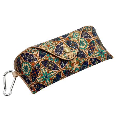 Portofele Dama - Etui pentru ochelari - din pluta - Model Mozaic Mediteraneean